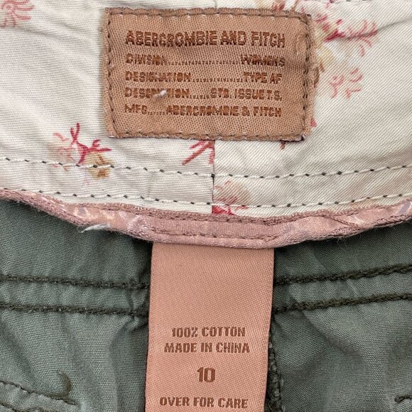 Vintage Y2K Abercrombie & Fitch Womens 10 Cargo Pants Olive Green Baggy Utility - Picture 3 of 9